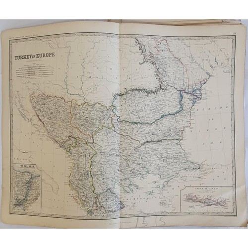 639 - Keith Johnston's General Atlas. Lacks title page, boards etc.. Contains complete maps as follows - T... 