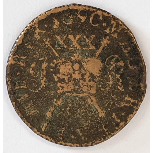 2 - Ireland - James II (1685-1691) Gunmoney 1690. Large half crown, obverse laureated and draped bust. R... 