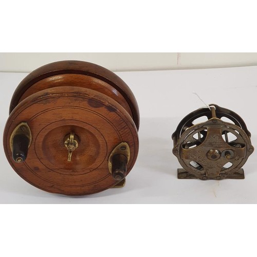 104 - A W Gamage Ltd., London Mahogany and Brass Fishing Reel, c.5in; and a Sunnybrook Union Hardware Comp... 