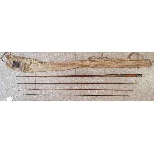 171 - Vintage Hardy Aydon Fishing Rod, 3-piece (8Ft, 6in) with spare tip, in original canvas sock.