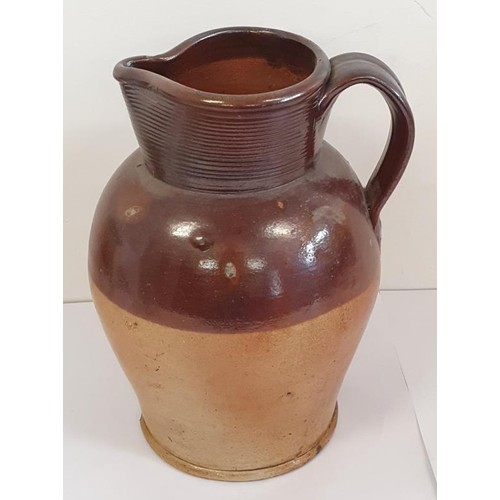 333 - Victorian Two Tone Earthenware Ewer, c.31cm tall