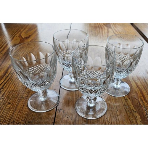 341 - Set of Four Waterford Crystal Vintage White Wine Glasses - Colleen Pattern, c.13.5cm