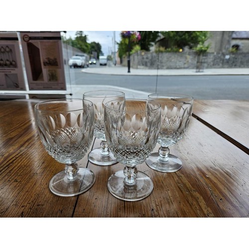 341 - Set of Four Waterford Crystal Vintage White Wine Glasses - Colleen Pattern, c.13.5cm