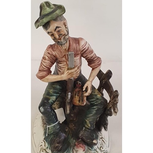 355 - Capodimonte Figure of a Smiling Huntsman, c.30cm tall