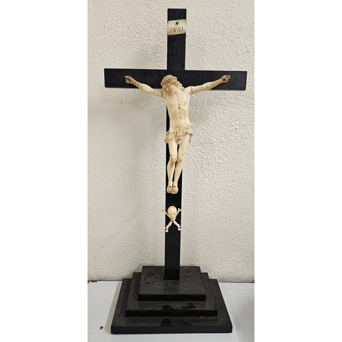 373 - Crucifix with Skull and Crossbones, c.23.5in tall