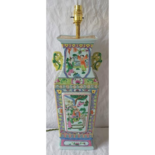 375 - Late 20th Century Chinese Table Lamp of large proportions. Hand decorated. Recently rewired.