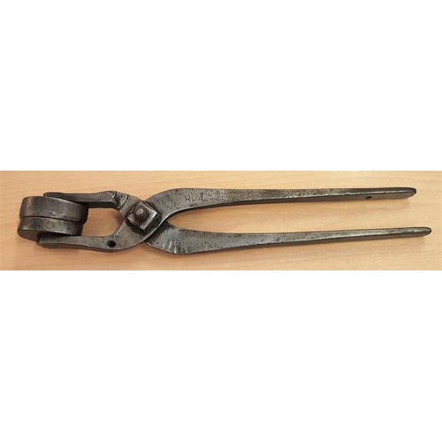 381 - Victorian Forge Made Stamping Tool with Tree form, c.13.5in