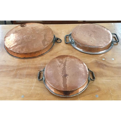 392 - Collection Of Three Victorian Copper Preserving Pans, largest c.16in diameter, smallest c.11.5in dia... 