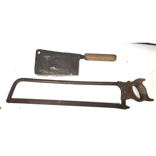 397 - Vintage Butcher's Cleaver and Boning Saw (2)