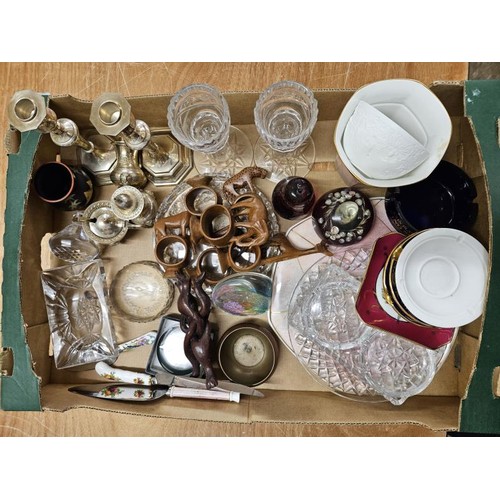 402 - Two Boxes of Small Ceramics, Glasswares and Trinkets