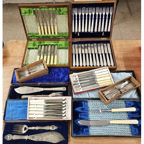 403 - Large Collection Silver Plated Cutlery, some in original cases etc.