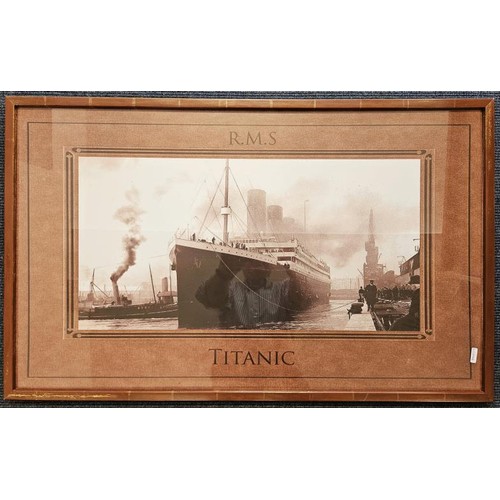 416 - RMS Titanic Sign, overall c.32.5in x 20in (Reproduction)