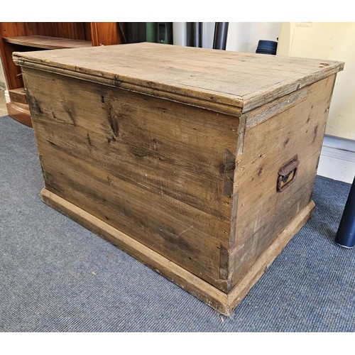 426 - Victorian Pine Trunk with original candle box and metal hinges etc. c.30.5 x 22 x 19.5in