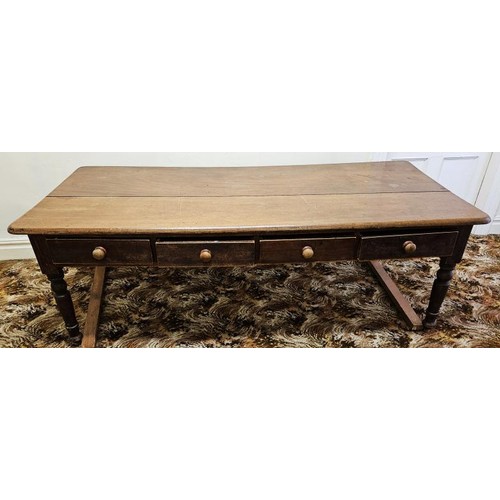 432 - Victorian Mahogany Library Table, the large two plank top above an arrangement of four drawers on ea... 