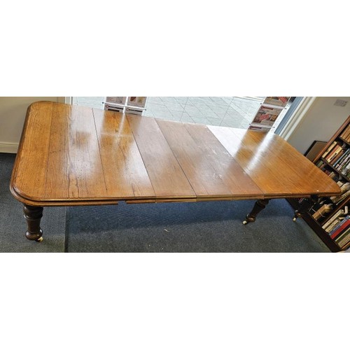 433 - Incredible Victorian Pitch Pine Extending Dining/Boardroom Table. The top with moulded edge above si... 