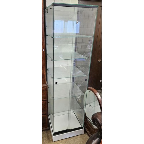 438 - Vintage Four Sided Glass Shop Display Cabinet with keys