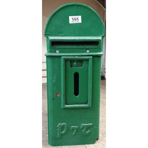 395 - Reproduction Green P&T Postbox, c.20in tall, 8in wide