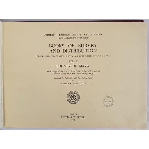 43 - Book of Survey and Distribution, Co. Mayo, Vol II Irish Manuscript Commission, 1956, Ex libris