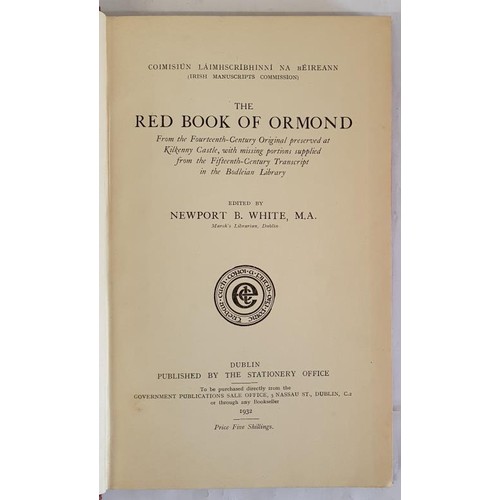 90 - N.B. White 'The Red Book of Ormond' 1932 1st edition Published by The Stationery Office