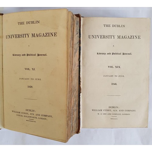 131 - The Dublin University Magazine, 1838, pt 1, 785 pps; 1842, pt 1, 812 pps, both half leather with gil... 