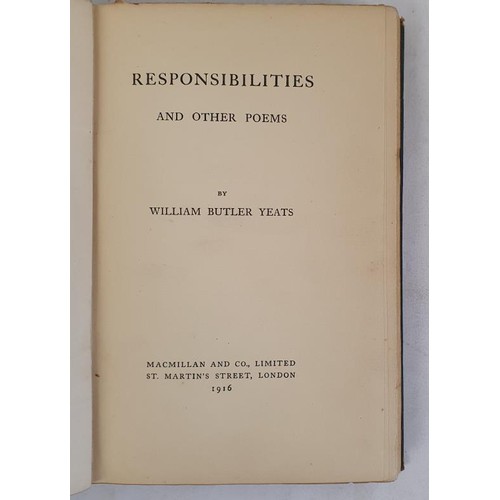 141 - W.B. Yeats - Responsibilities and Other Poems, published 1916 by MacMillan & Co. First UK Editio... 