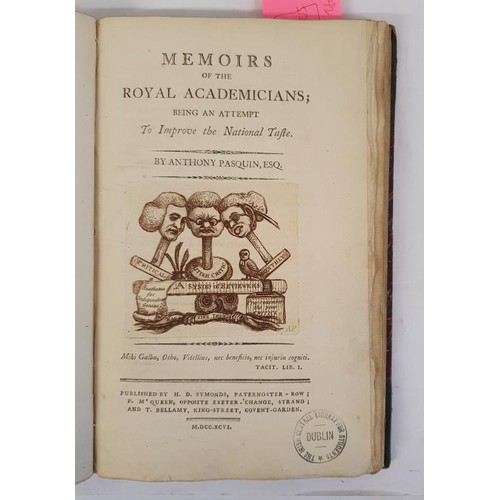 236 - Pasquin, Anthony. An Authentic History of the Professors of Painting, Sculpture, & Architecture,... 