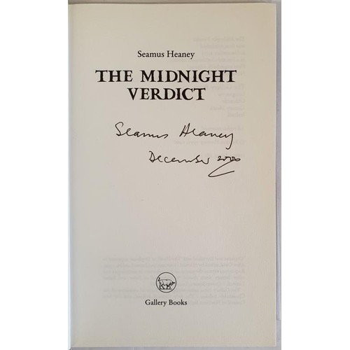 578 - Seamus Heaney. The Midnight Verdict. 2000. 1st. Signed & dated by Heaney. Fine pictorial wrapper... 