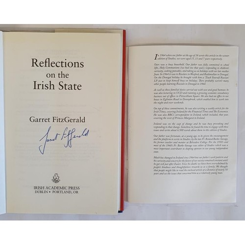 700 - Garret Fitzgerald – Reflections on the Irish state, published by Irish Academic Press, Diblin.... 