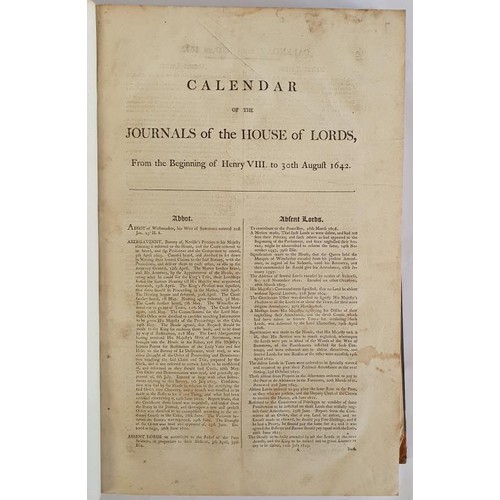 729 - Calendar of the Journal of the House of Lords. Large folio, 782 pages; detached but temporary covers... 