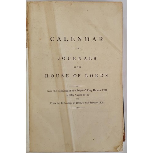 729 - Calendar of the Journal of the House of Lords. Large folio, 782 pages; detached but temporary covers... 