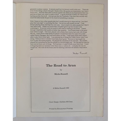 64 - Micho Russell – The Road to Aran, Songs, Folklore and Music of West of Ireland, published 1988... 