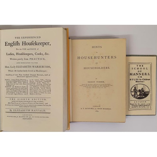 165 - Turner, Hints to Househunters and householders, 1883,1st, small 8vo, xiv+161+20pps of ads; titles gi... 