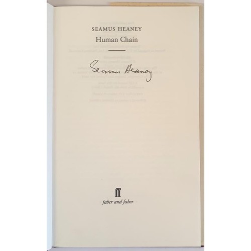 585 - Seamus Heaney Inscribed Human Chain SIGNED, 1st Ed (Faber & Faber, 2010)