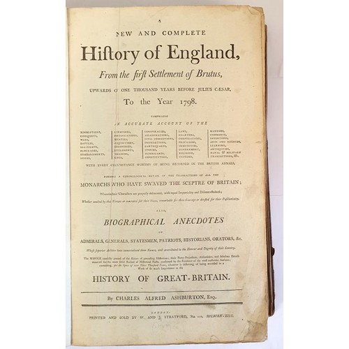 81 - Ashburton, Charles A. New and Complete History of England … to the year 1798. London: about 1... 