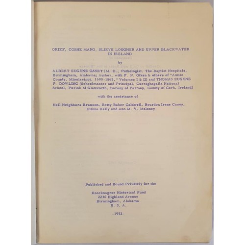 119 - Okief Coshe Mang Slieve Lougher and Upper Blackwater in Ireland by Albert E. Casey, 1952. Valuable G... 