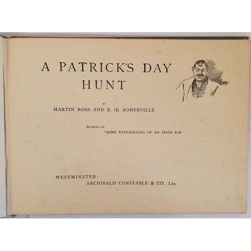 133 - Somerville & Ross. A Patrick's Day Hunt. 1902. 1st. 8 colour plates. Oblong folio. Original deco... 