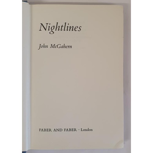 183 - John McGahern – Night-Lines, published 1970. In Original Jacket. Signed and Inscribed to the previou... 