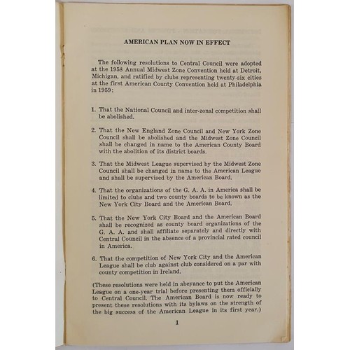 249 - GAA, American County Board, commentary on new American Plan and American Board Bylaws, 1960. 20 page... 