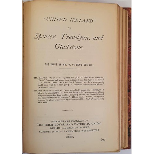 257 - Irish Loyal and Patriotic Union Publications during the year 1888. Dublin 1888. Work consists of 23 ... 