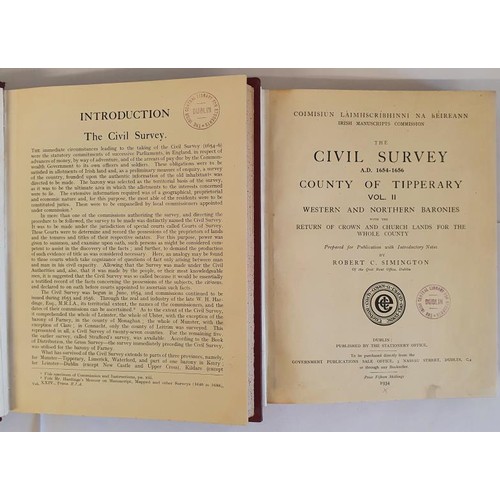 303 - The Civil Survey A. D. 1654-1656 County of Tipperary Vol. I & II Simington, Robert C. Published ... 