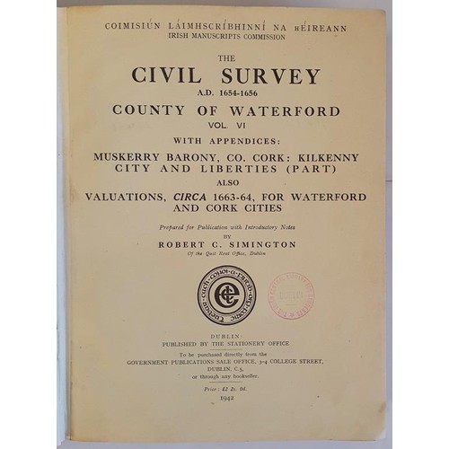 305 - The Civil Survey A.D. 1654-1656. Vol. 6 County of Waterford, with appendices : Muskerry Barony, Co. ... 