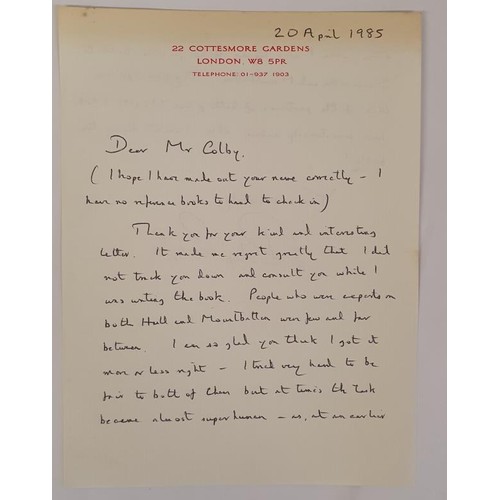 327 - Philip Ziegler – Mountbatten, published 1985. Handwritten signed letter from the author laid i... 