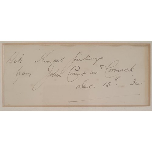 392 - Count John McCormack - A Framed Photograph of Count McCormack, SIGNED and inscribed 