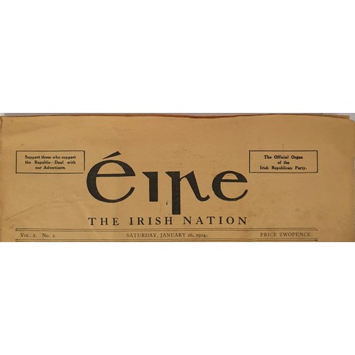 415 - Scarce Republican Weekly Paper Periodical: ''Eire. The Irish Nation. Vol 2 No 2, January 26 1924; To... 