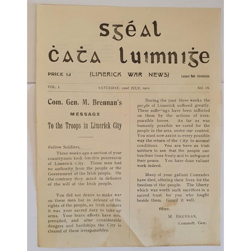 417 - Limerick War News. Sgéal Chatha Luimnighe. Saturday 22nd July, 1922. Commandant Michael Brenn... 