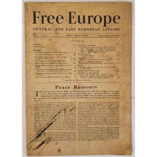 418 - WWII: Free Europe Newspaper-Central and east European Affairs. Vol 1 No 9 March 8, 1940. Headline 'P... 