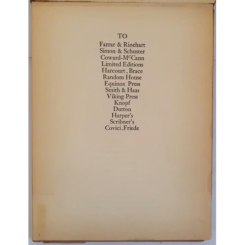 433 - No Thanks Cummings, E. E. Published by Golden Eagle Press, New York, 1935. First trade edition. Limi... 