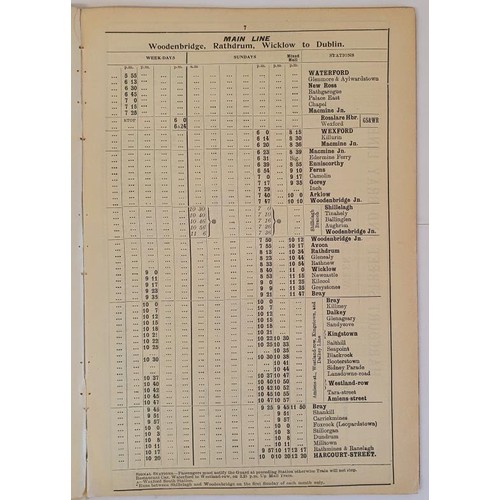 440 - Dublin and South Eastern Railway. Time & Fare Tables. New and Picturesque Route to Waterford. Br... 