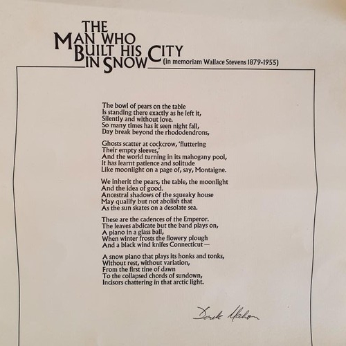 444 - Derek Mahon – The Man Who Built His City on Snow, Published by Poem-of-the-Month Club, London.... 