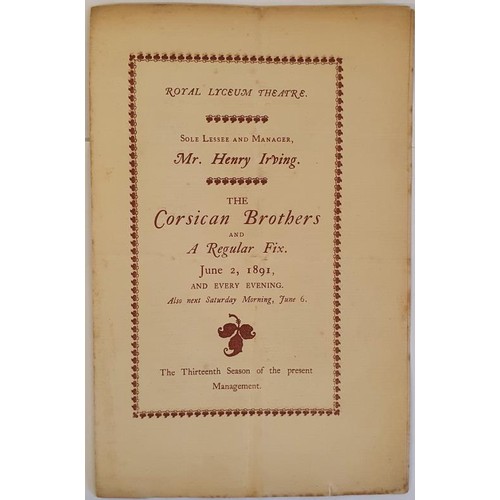 449 - Bram Stoker: Royal Lyceum Theatre- Acting Manager Mr Bram Stoker-Sole Lessee and Manager Mr Henry Ir... 